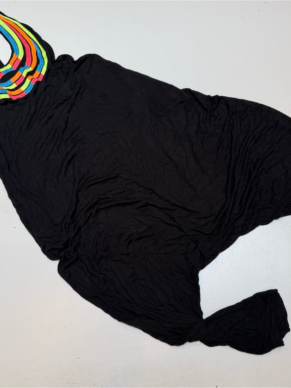 Mara Hoffman Black Swim Coverup with Multicolor Neckline